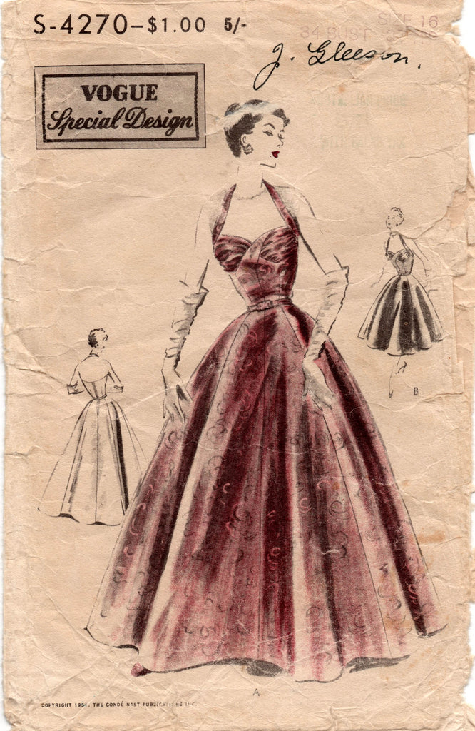 1950s Formal Gown Pattern — Sense & Sensibility Patterns